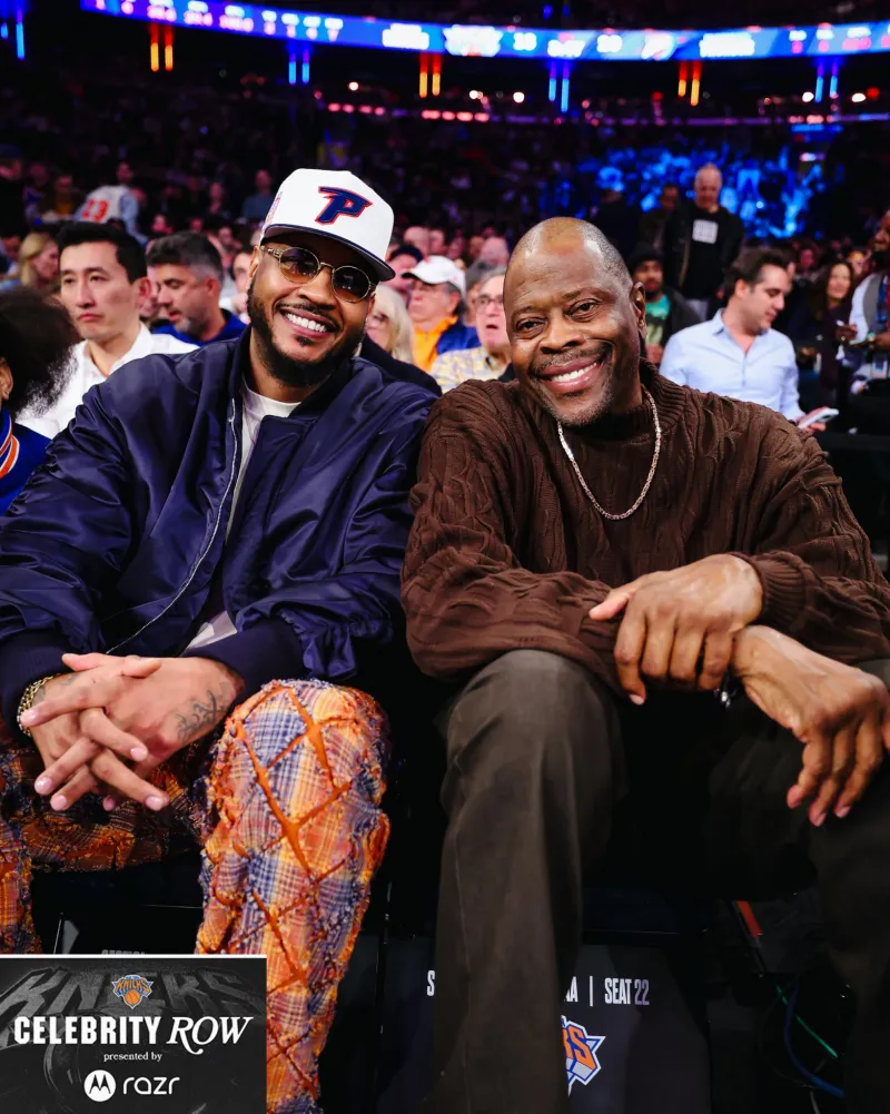 规则讲解-两位伟大的球员！尼克斯社媒晒安东尼与尤因今日场边合影